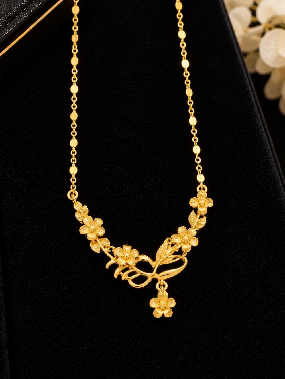 21kgp Dubai Jewelery Elegant Gold Floral Necklace